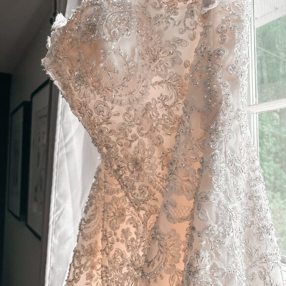 David Tutera For Mon Cheri Beryl 114293 in Ivory / Pink Size 14 - Picture 5 of 10